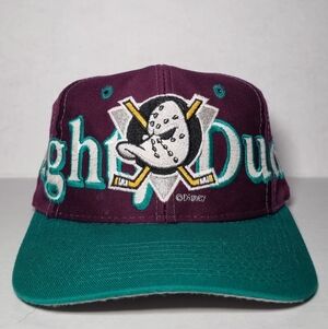 Vintage 90s Anaheim Ducks Spellout Logo7 Hat Cap Snapback NHL Hockey 🔥